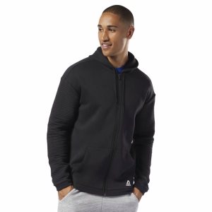 Reebok Workout Ready Full-Zip Fleece Kapuzenpullover Herren - Schwarz - DE 231-QPJ